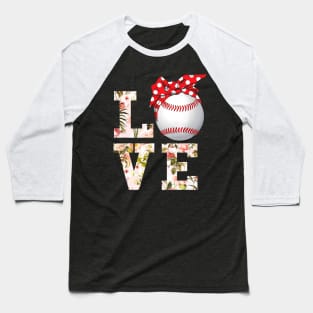 Summer Women Girls Love Baseball Shirt Floral Mothers Day Baseball T-Shirt